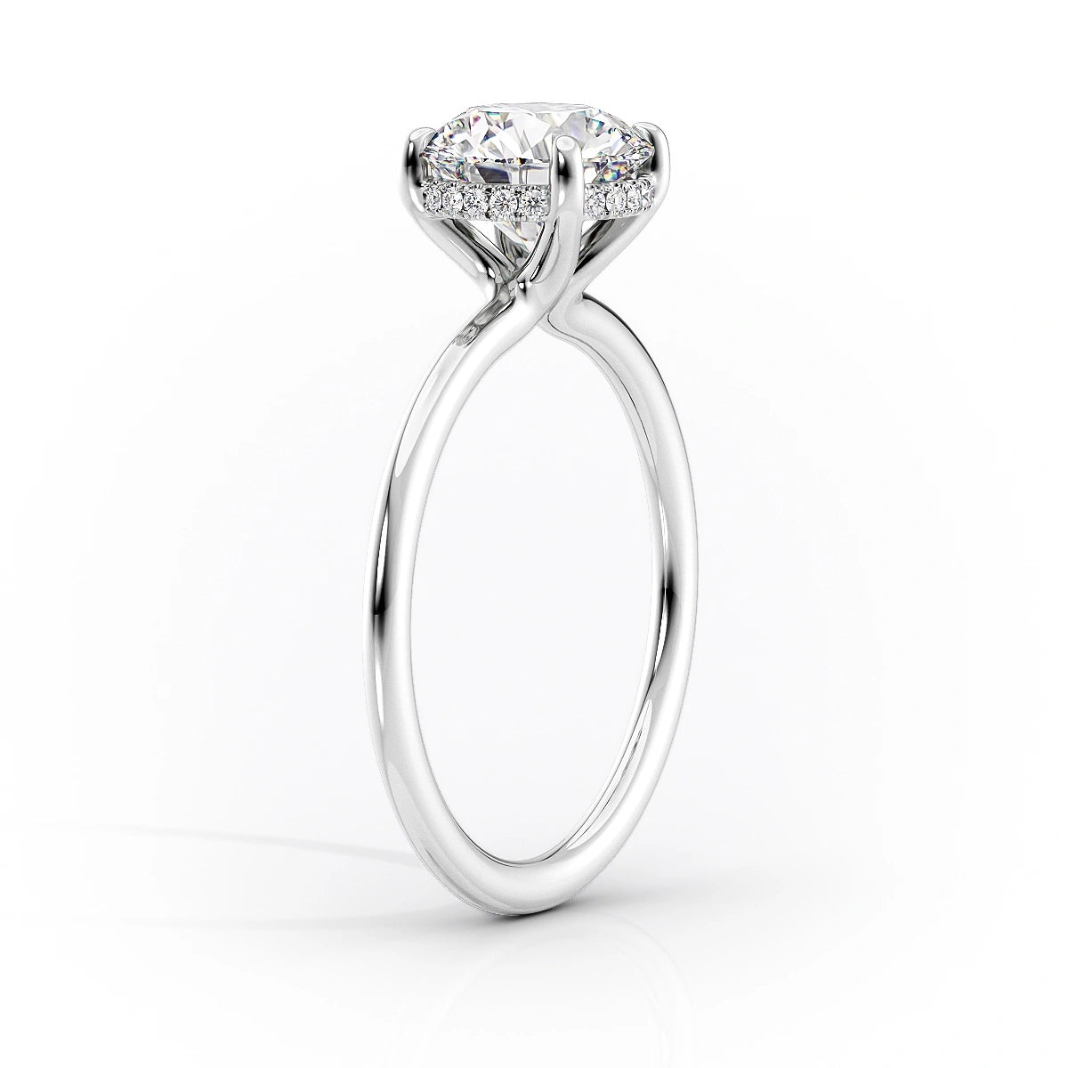 2.50 CT Round Moissanite Hidden Halo Engagement Ring - farrellouise