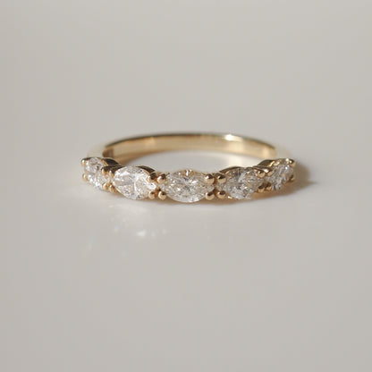 East West Wedding Band Featuring 1.0 TCW Marquise Moissanite