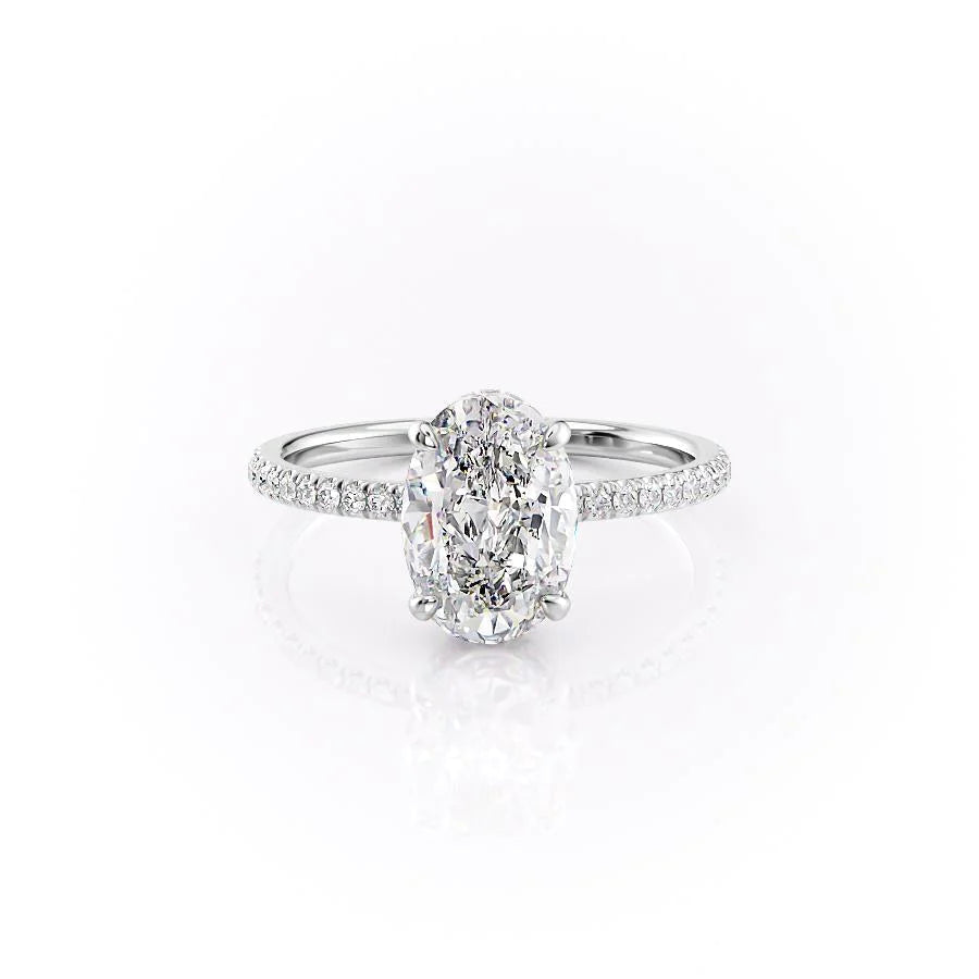 3.0 CT Oval Moissanite Hidden Halo Pave Setting Engagement Ring - farrellouise