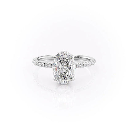 3.0 CT Oval Moissanite Hidden Halo Pave Setting Engagement Ring - farrellouise