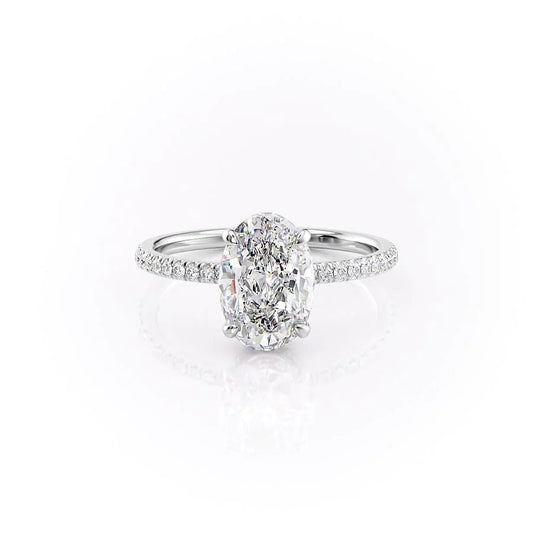 3.0 CT Oval Moissanite Hidden Halo Pave Setting Engagement Ring - farrellouise