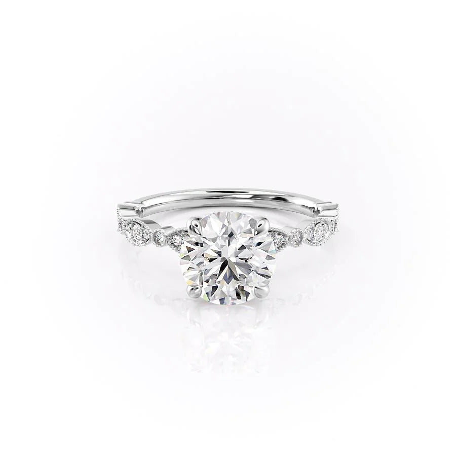 2.0 CT Round Moissanite Milgrain Pave Setting Engagement Ring - farrellouise