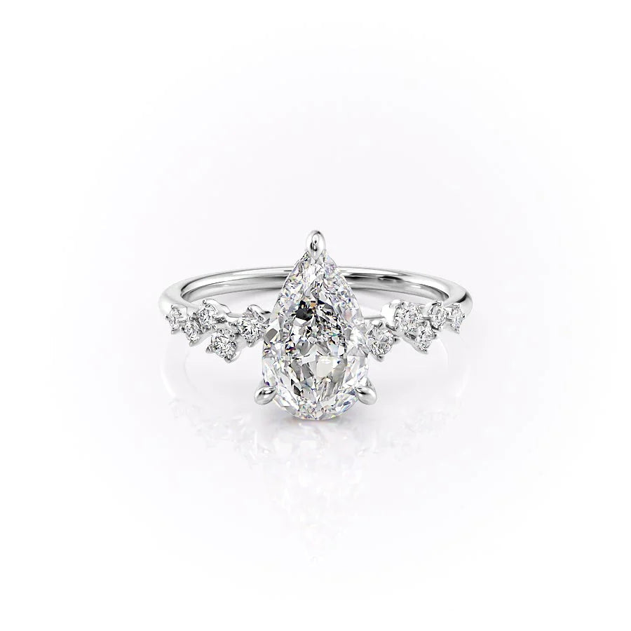 1.0 CT Pear Moissanite Cluster Engagement Ring - farrellouise