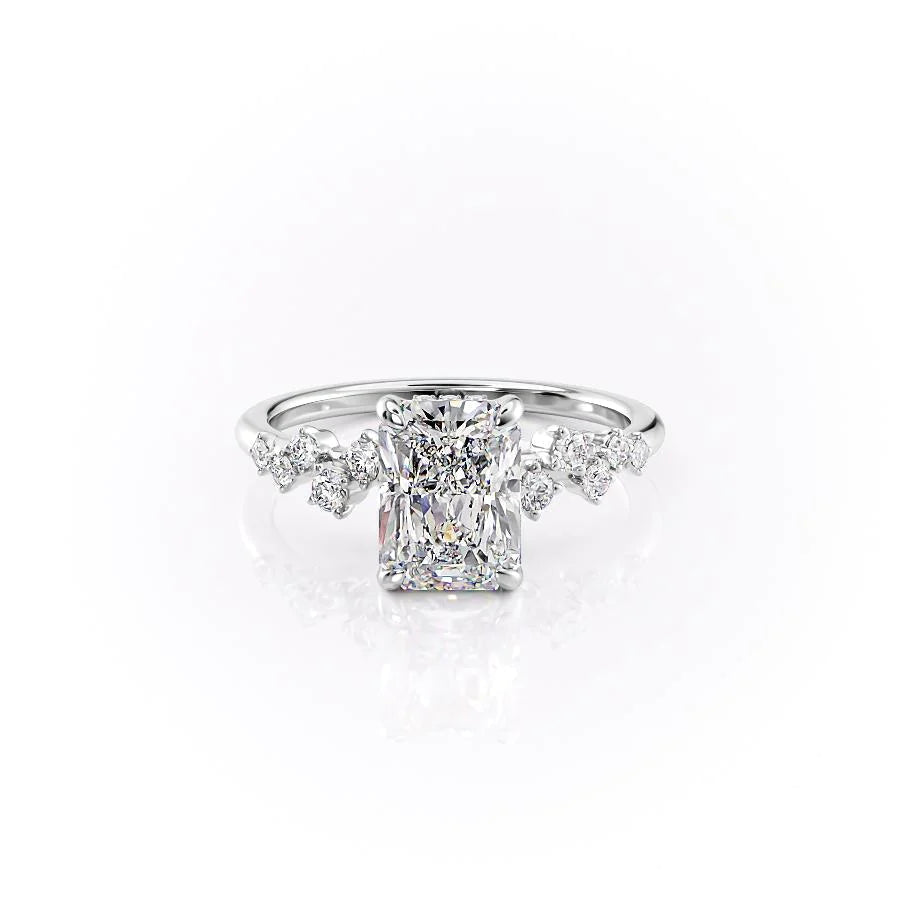 3.0 CT Radiant Moissanite Cluster Hidden Halo Engagement Ring - farrellouise