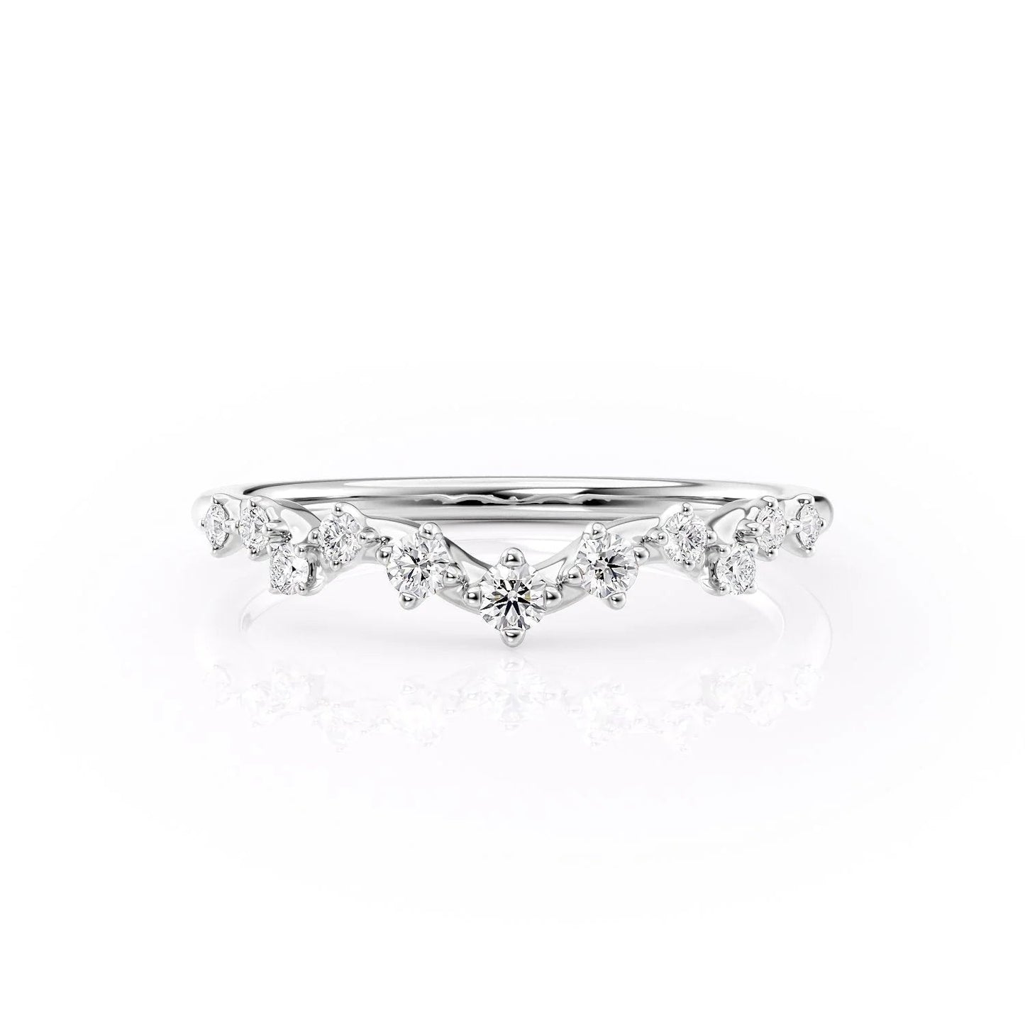 0.20 TCW Round Moissanite Curved Wedding Band - farrellouise