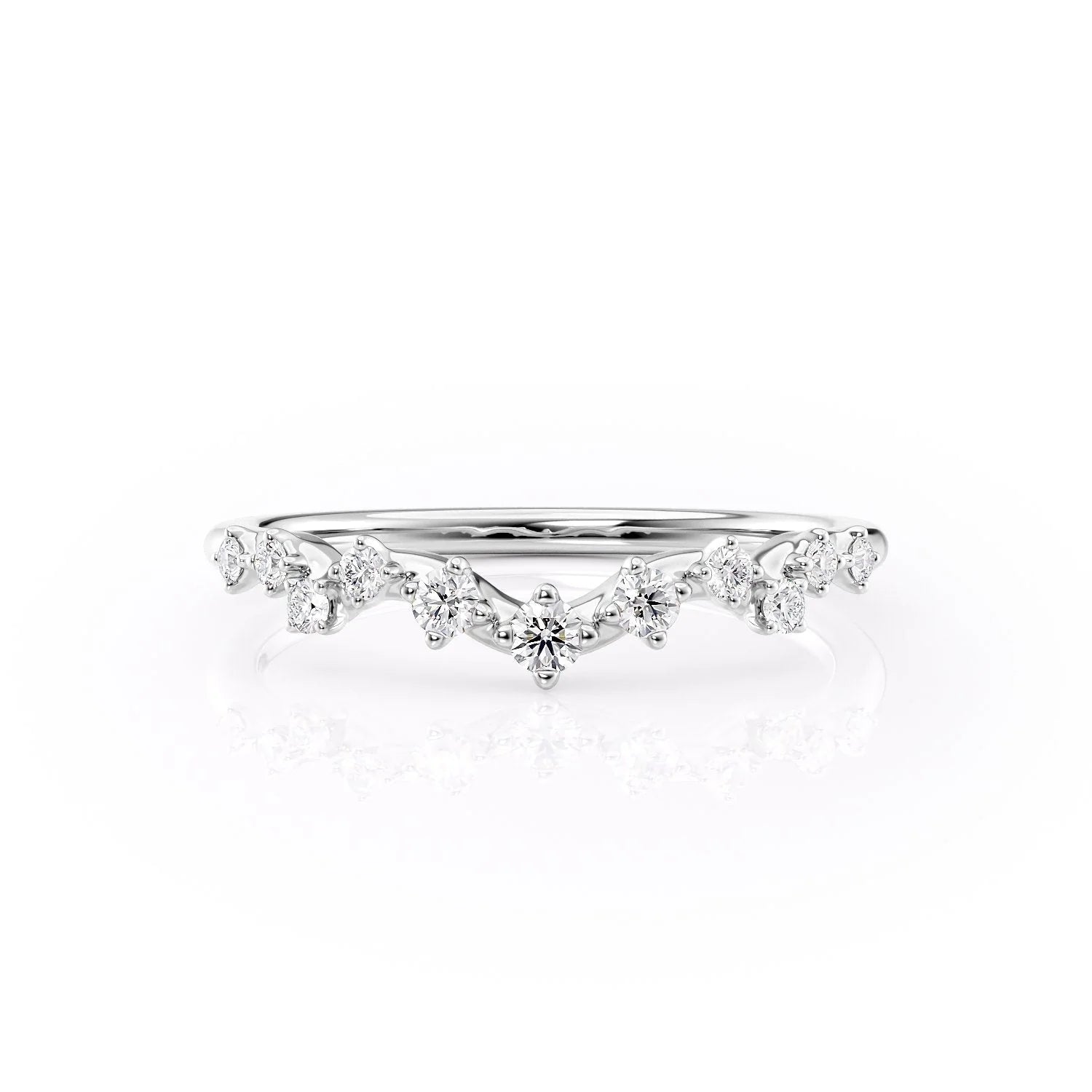 0.20 TCW Round Moissanite Curved Wedding Band - farrellouise