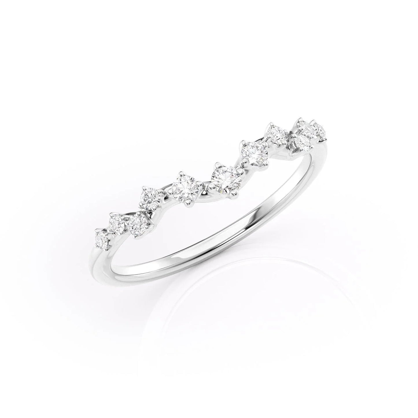 0.20 TCW Round Moissanite Curved Wedding Band - farrellouise