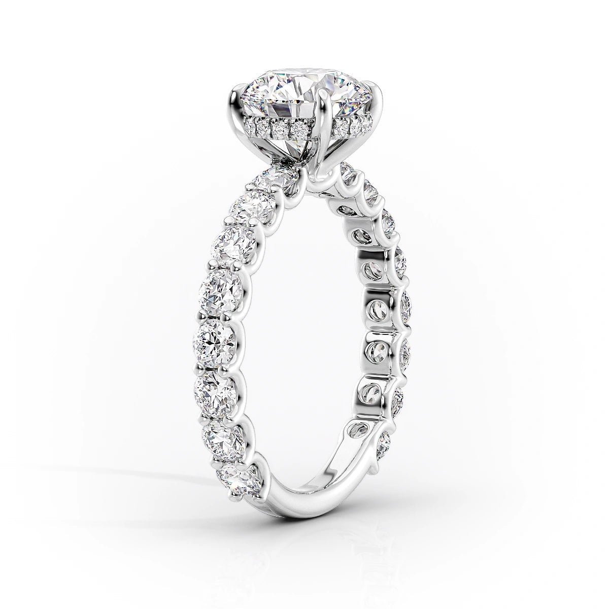 1.0 CT Pear Moissanite Hidden Halo Pave Setting Engagement Ring - farrellouise