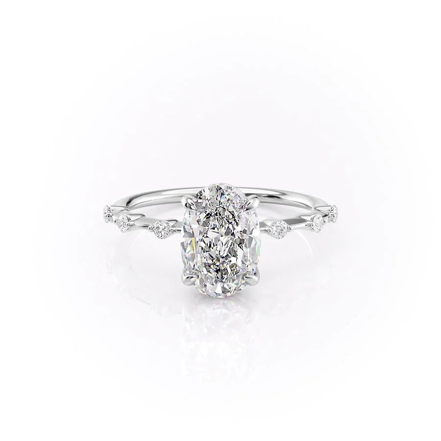 2.0 CT Oval Moissanite Dainty Pave Setting Engagement Ring - farrellouise