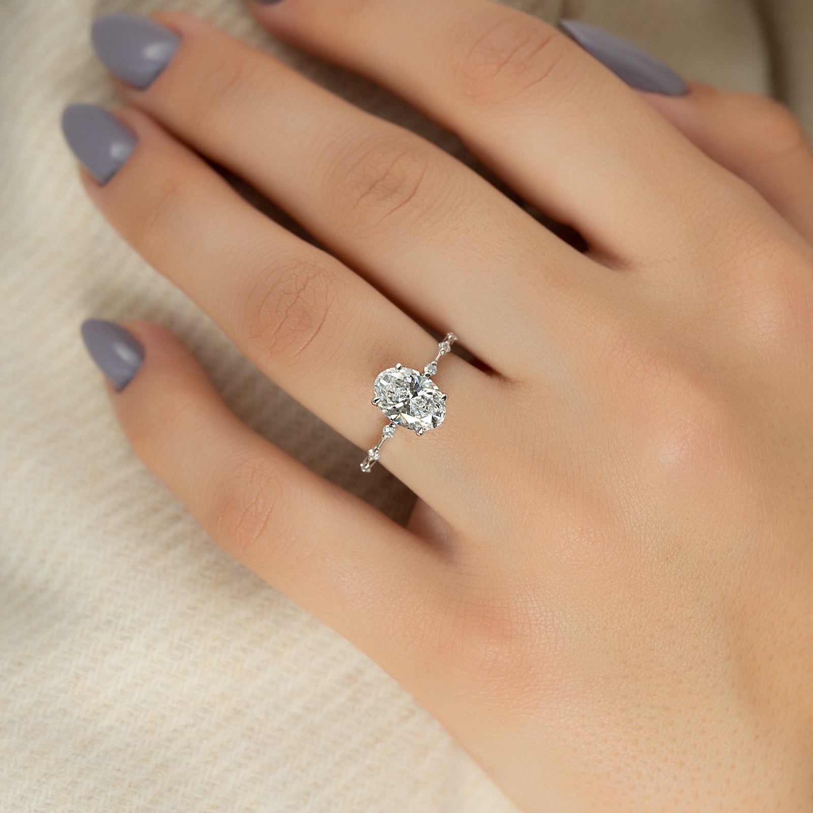 2.0 CT Oval Moissanite Dainty Pave Setting Engagement Ring - farrellouise