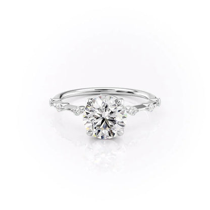 1.50 CT Round Moissanite Dainty Pave Setting Engagement Ring - farrellouise