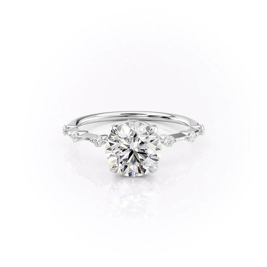 1.50 CT Round Moissanite Dainty Pave Setting Engagement Ring - farrellouise