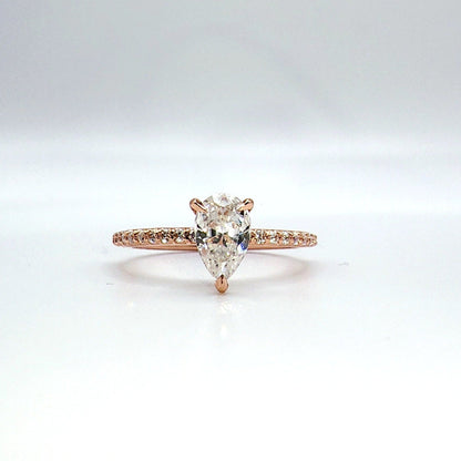 1.0 CT Pear Moissanite Pave Moissanite Engagement Ring - farrellouise