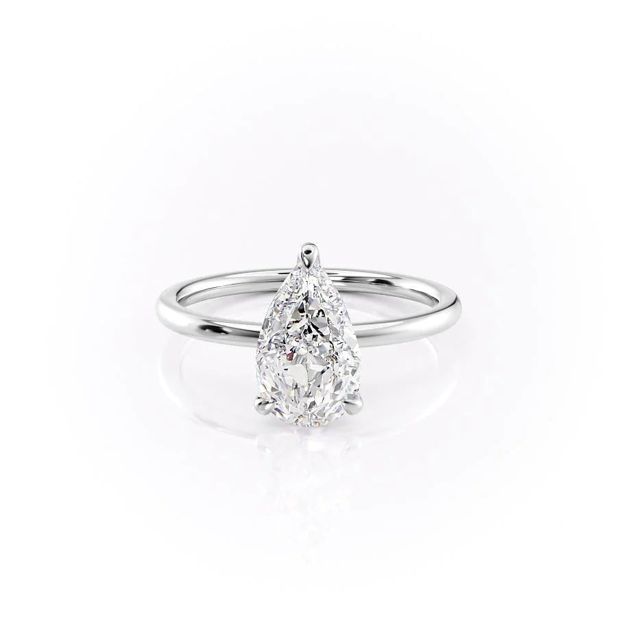 3.0 CT Pear Moissanite Hidden Halo Engagement Ring - farrellouise