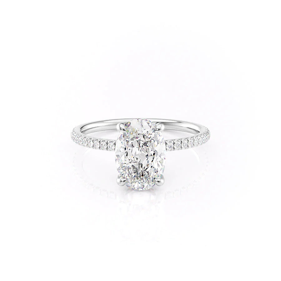 3.0 CT Oval Moissanite Hidden Halo Pave Setting Engagement Ring - farrellouise