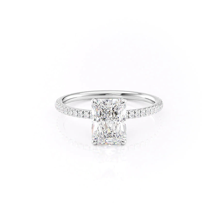 2.50 CT Radiant Moissanite Hidden Halo Pave Setting Engagement Ring - farrellouise