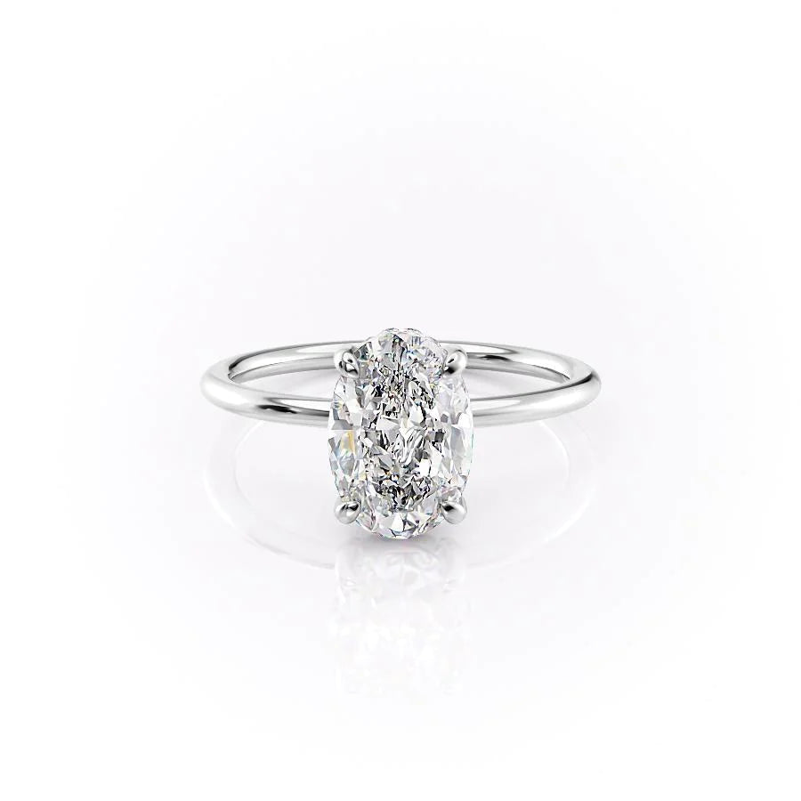 2.0 CT Oval Moissanite Hidden Halo Engagement Ring - farrellouise