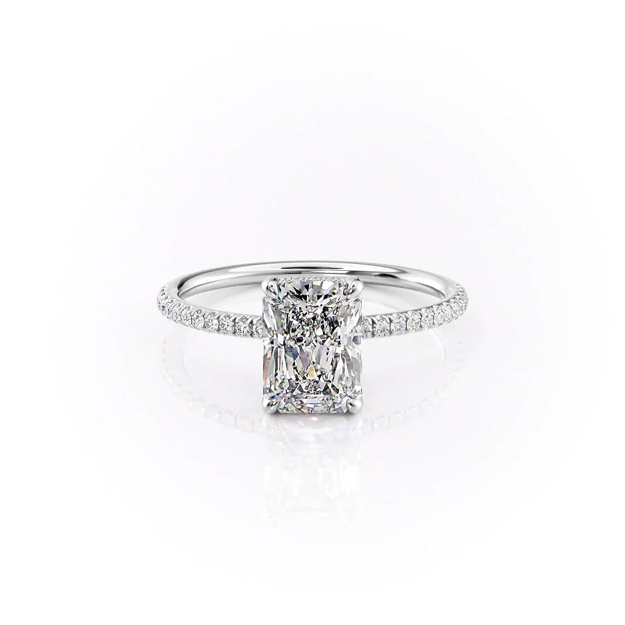 1.0 CT Radiant Moissanite Hidden Halo Engagement Ring With Pave Setting - farrellouise