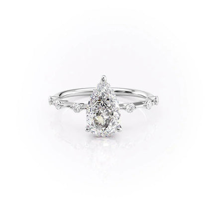 1.0 CT Pear Moissanite Hidden Halo Dainty Pave Engagement Ring - farrellouise