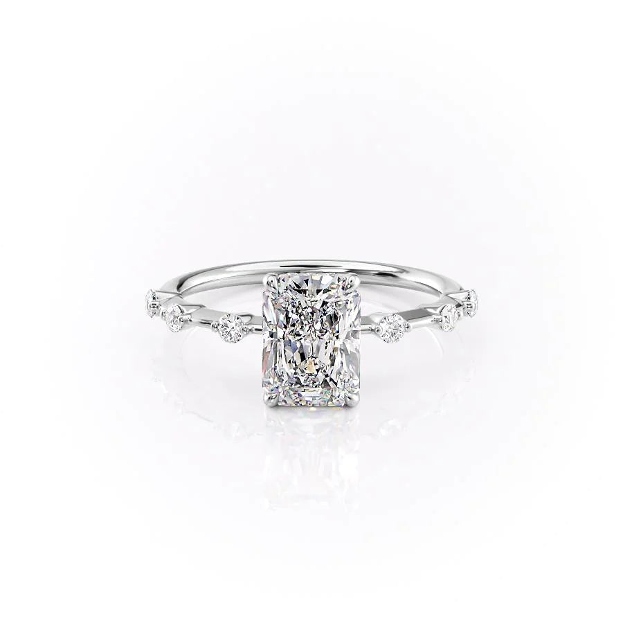 1.0 CT Radiant Moissanite Hidden Halo Dainty Pave Setting Engagement Ring - farrellouise