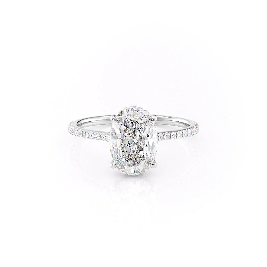 2.0 CT Oval Moissanite Hidden Halo Engagement Ring - farrellouise