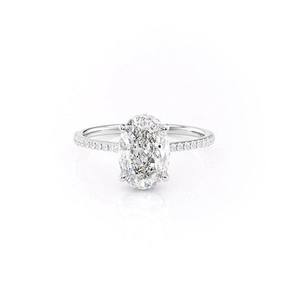 2.0 CT Oval Moissanite Hidden Halo Engagement Ring - farrellouise