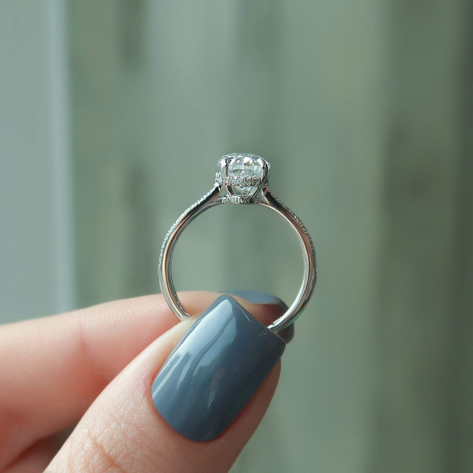 2.0 CT Oval Moissanite Hidden Halo Engagement Ring - farrellouise