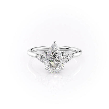 3.0 CT Pear Moissanite Cluster Engagement Ring - farrellouise