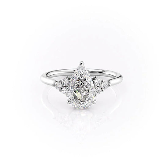 3.0 CT Pear Moissanite Cluster Engagement Ring - farrellouise