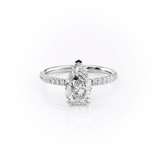 2.50 CT Pear Moissanite Hidden Halo Pave Setting Engagement Ring - farrellouise