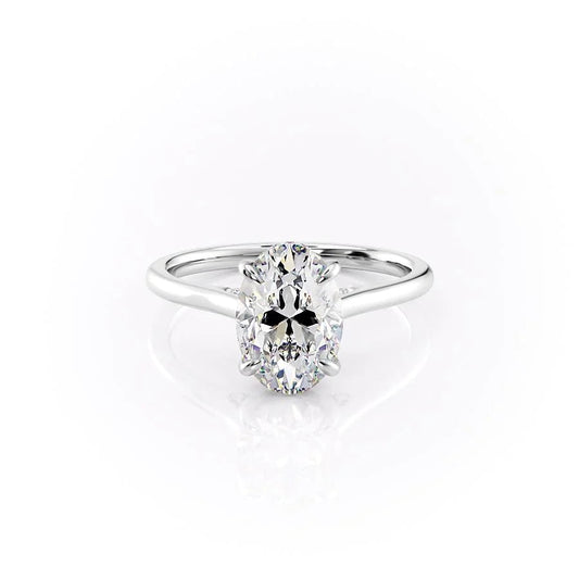 1.50 CT Oval Moissanite Hidden Halo Engagement Ring - farrellouise