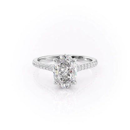 2.50 CT Oval Moissanite Hidden Halo Pave Setting Engagement Ring - farrellouise