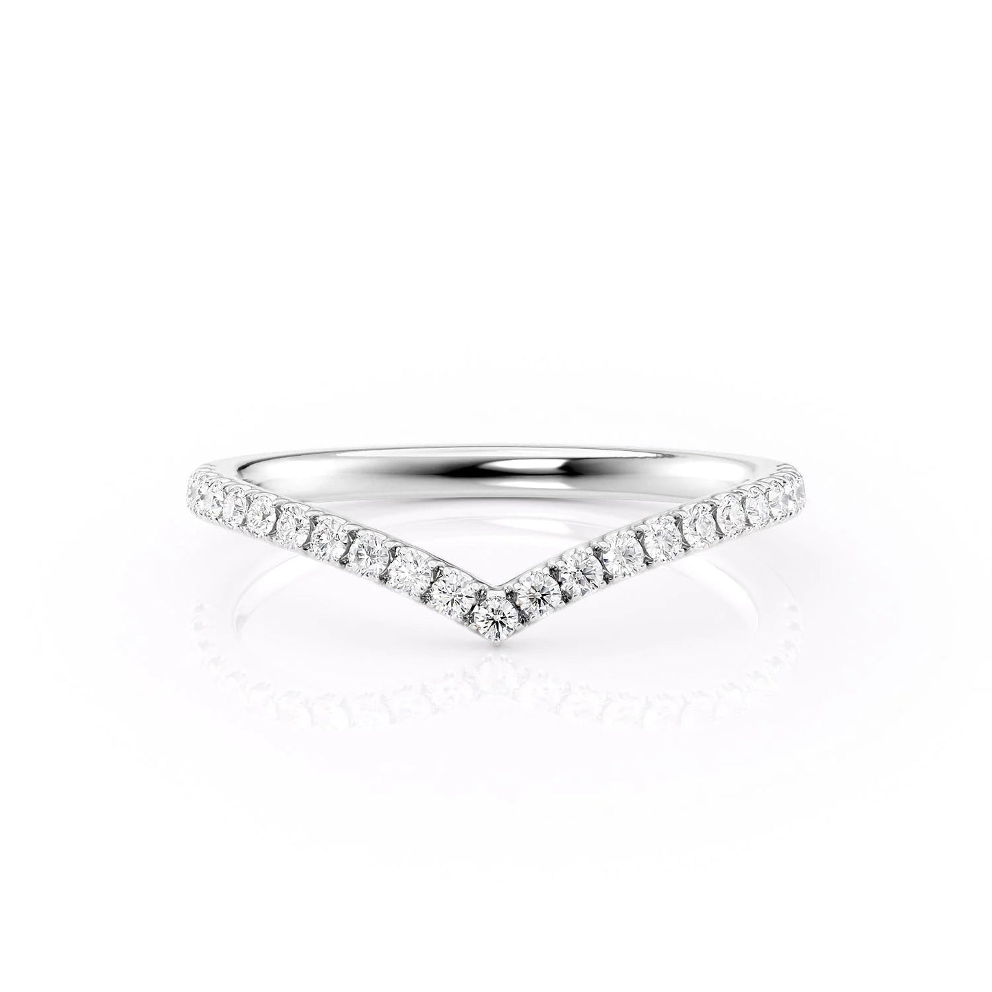 0.18 TCW Round Moissanite Curved Wedding Band - farrellouise