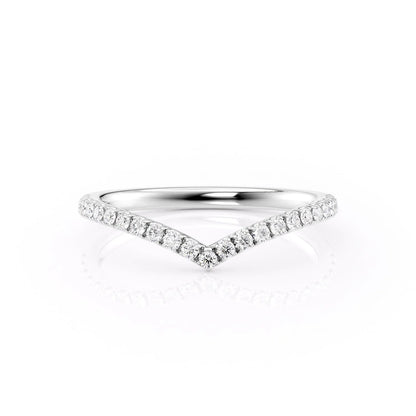 0.18 TCW Round Moissanite Curved Wedding Band - farrellouise