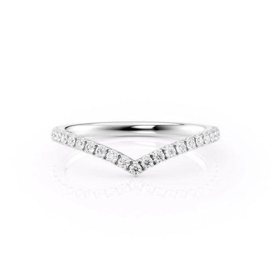 0.18 TCW Round Moissanite Curved Wedding Band - farrellouise