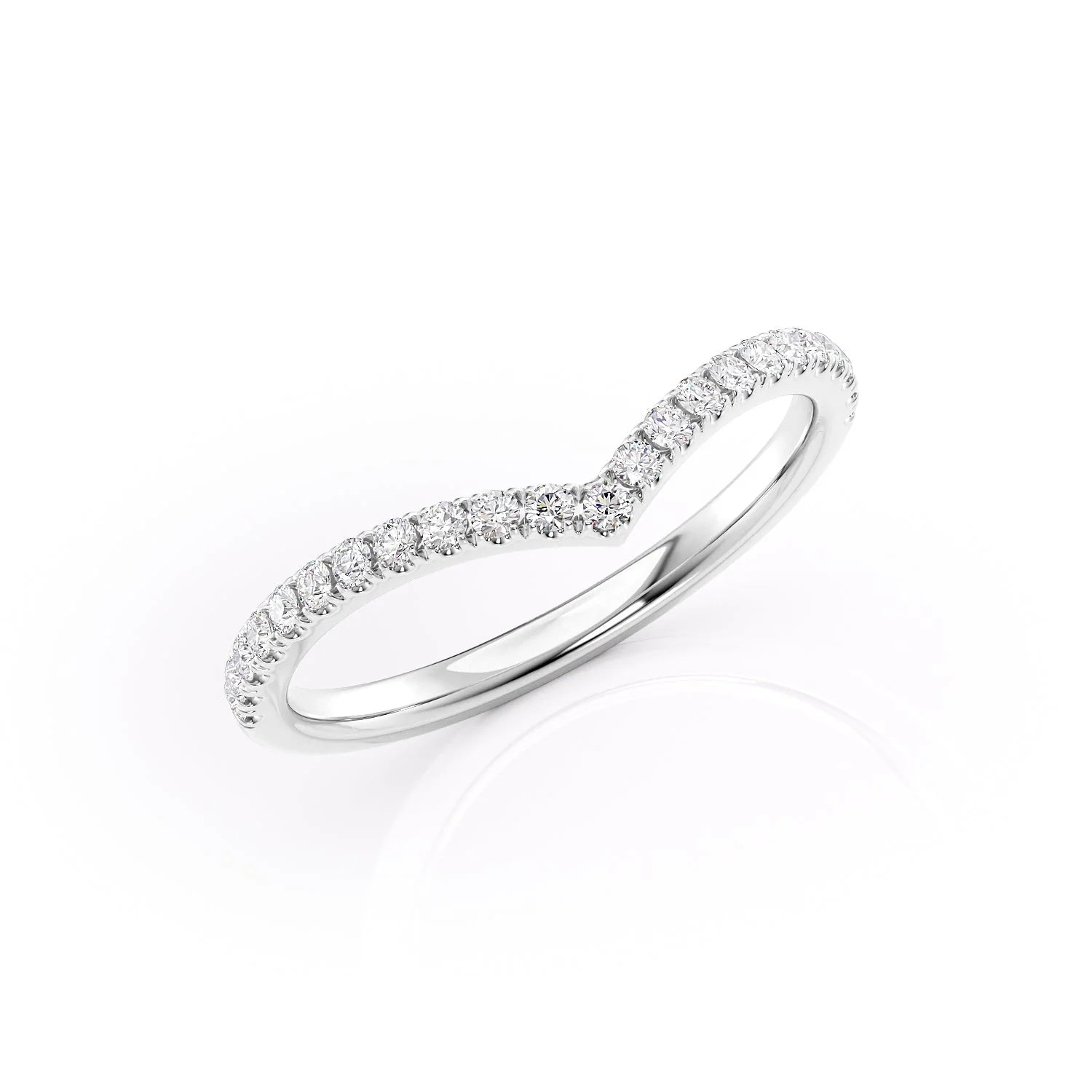 0.18 TCW Round Moissanite Curved Wedding Band - farrellouise