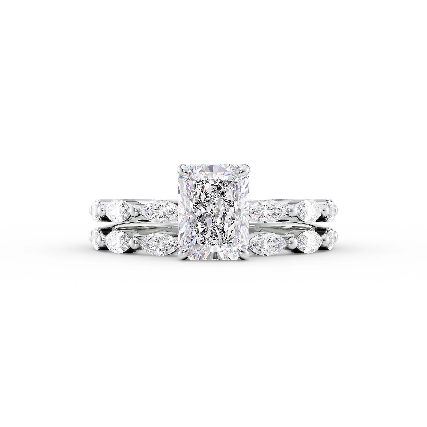 2.50 CT Radiant Moissanite Hidden Halo Engagement Ring With Pave Setting - farrellouise