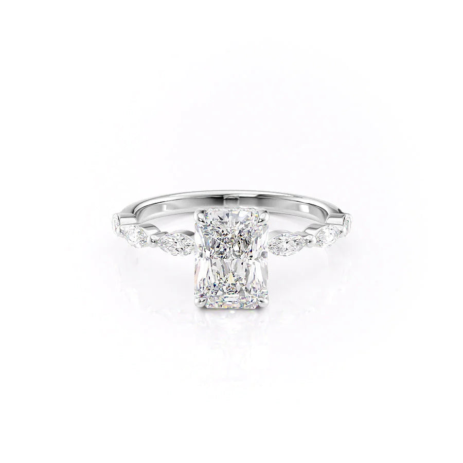 2.50 CT Radiant Moissanite Hidden Halo Engagement Ring With Pave Setting - farrellouise