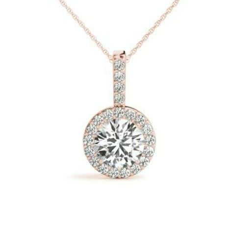 Halo 0.85 Carats Round Shape Moissanite Necklace