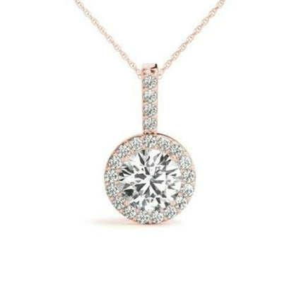 Halo 0.85 Carats Round Shape Moissanite Necklace