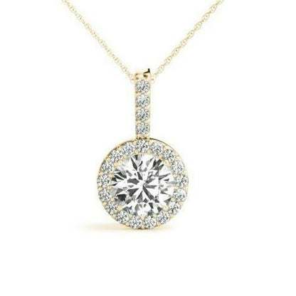 Halo 0.85 Carats Round Shape Moissanite Necklace