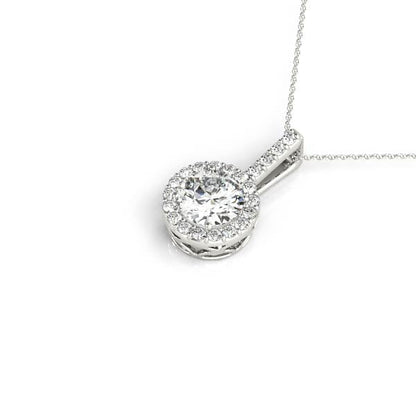 Halo 0.85 Carats Round Shape Moissanite Necklace