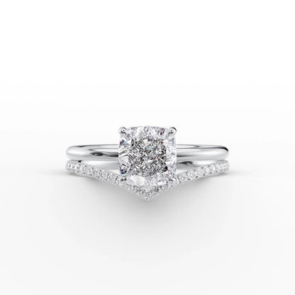 2.0 CT Cushion Moissanite Hidden Halo Engagement Ring - farrellouise