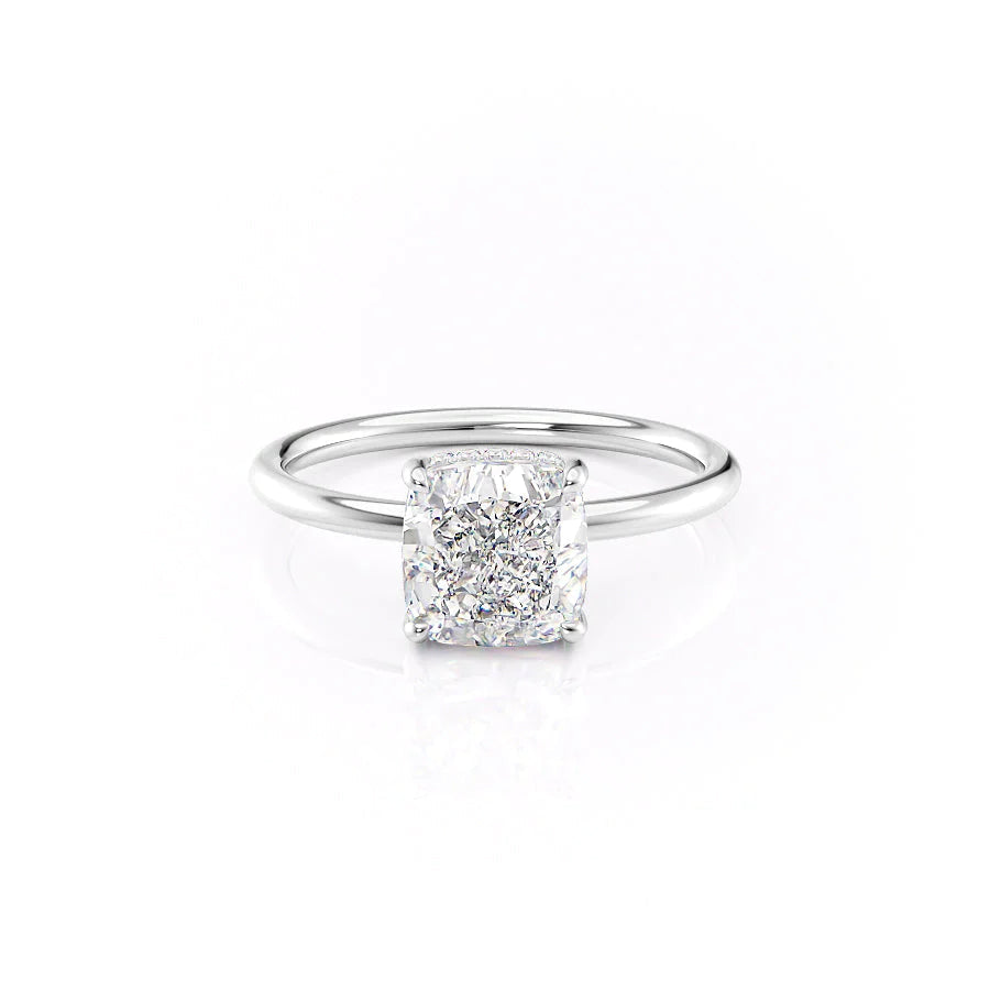 2.0 CT Cushion Moissanite Hidden Halo Engagement Ring - farrellouise