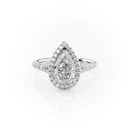 1.0 CT Pear Moissanite Halo Split Shank Pave Setting Engagement Ring - farrellouise