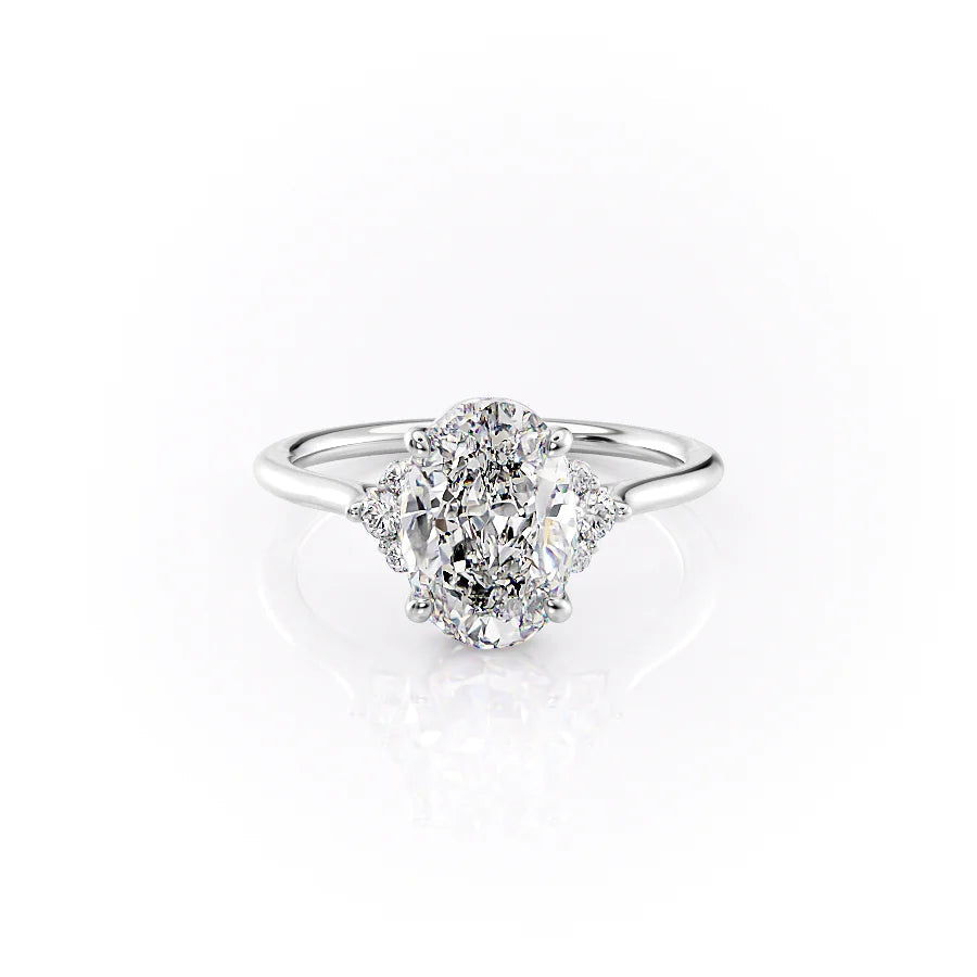 3.0 CT Oval Moissanite Cluster Engagement Ring - farrellouise