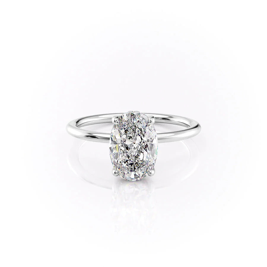 2.0 CT Oval Moissanite Hidden Halo Engagement Ring - farrellouise