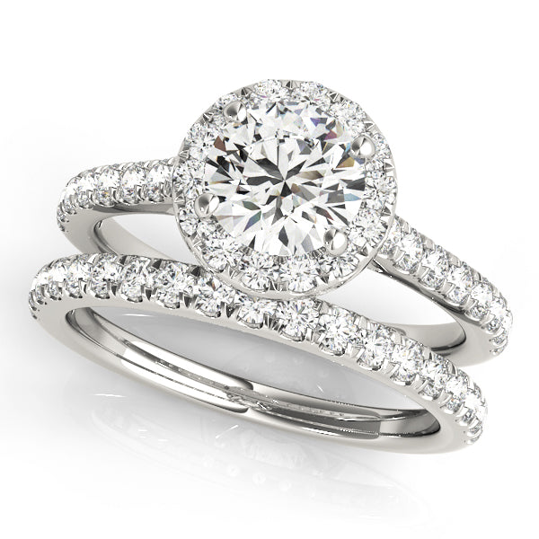 1.50 CT Round Shaped Moissanite Engagement Ring In Halo Design