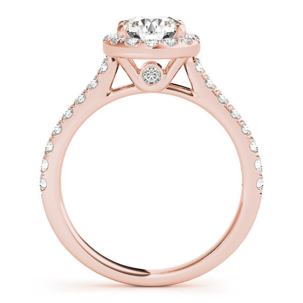 1.50 CT Round Shaped Moissanite Engagement Ring In Halo Design