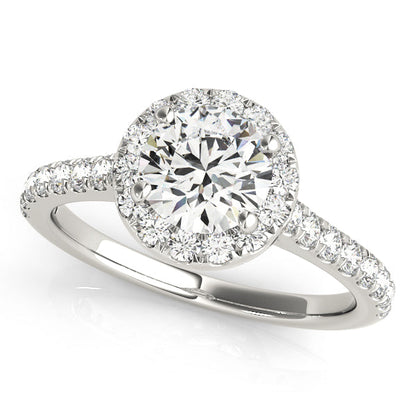 1.50 CT Round Shaped Moissanite Engagement Ring In Halo Design